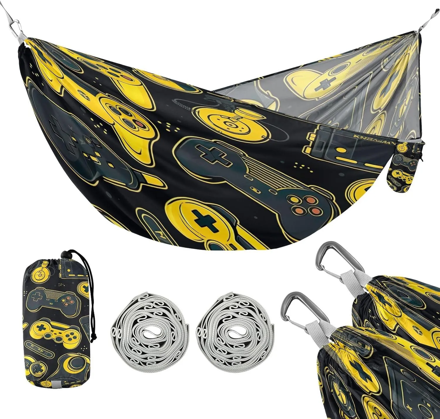 ATTX Colorful Video Game Controllers Camping Hammock - Lightweight & Portable Hammocks, Heavy Duty 330lbs Capacity for Indoor, Hiking, Backpacking, Travel, Backyard, Beach#342