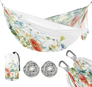 ATTX Colorful Wildflowers Camping Hammock - Lightweight & Portable Hammocks, Heavy Duty 330lbs Capacity for Indoor, Hiking, Backpacking, Travel, Backyard, Beach#532