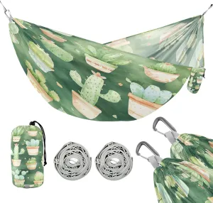 ATTX Cute Cactus Camping Hammock - Lightweight & Portable Hammocks, Heavy Duty 330lbs Capacity for Indoor, Hiking, Backpacking, Travel, Backyard, Beach#197