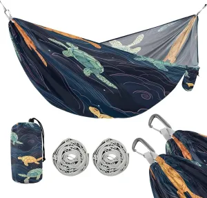 ATTX Dark Blue Turtles Camping Hammock - Lightweight & Portable Hammocks, Heavy Duty 330lbs Capacity for Indoor, Hiking, Backpacking, Travel, Backyard, Beach#288