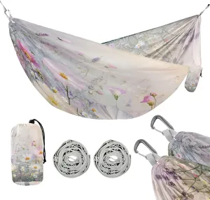 ATTX Dreamy Wildflowers Meadow Camping Hammock - Lightweight & Portable Hammocks, Heavy Duty 330lbs Capacity for Indoor, Hiking, Backpacking, Travel, Backyard, Beach#542