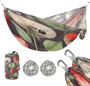 ATTX Mushroom Strawberry Camping Hammock - Lightweight & Portable Hammocks, Heavy Duty 330lbs Capacity for Indoor, Hiking, Backpacking, Travel, Backyard, Beach#299