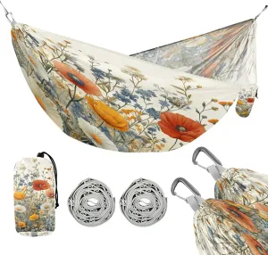 ATTX Pastel Flowers Camping Hammock - Lightweight & Portable Hammocks, Heavy Duty 330lbs Capacity for Indoor, Hiking, Backpacking, Travel, Backyard, Beach#35