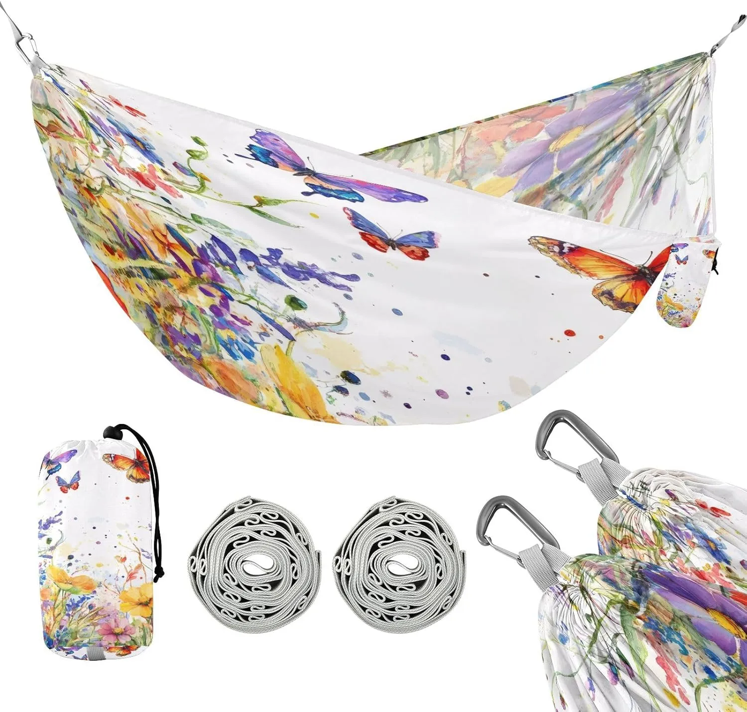 ATTX Retro Wildflowers Camping Hammock - Lightweight & Portable Hammocks, Heavy Duty 330lbs Capacity for Indoor, Hiking, Backpacking, Travel, Backyard, Beach#307
