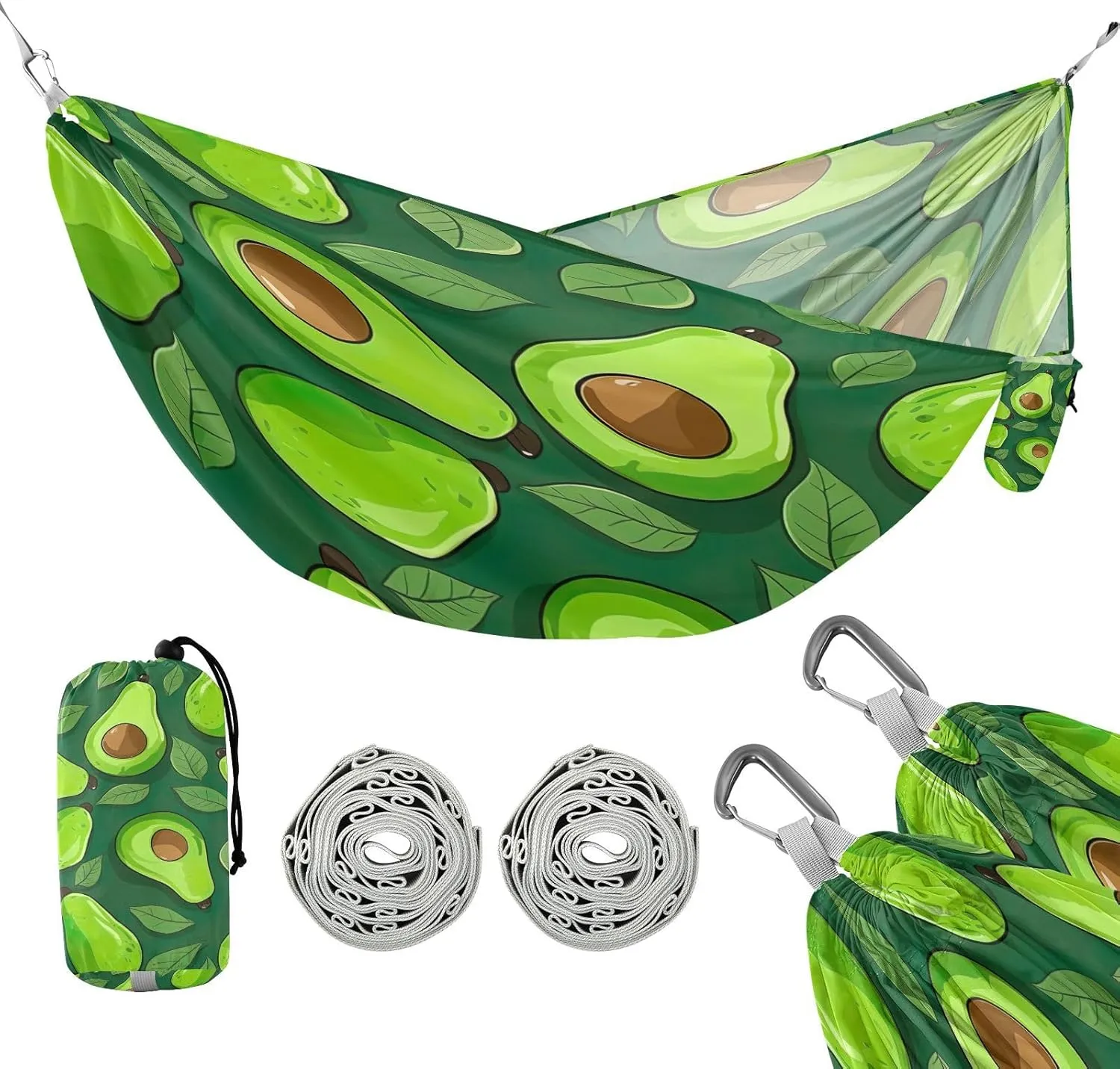 ATTX Small Avocado Slices Camping Hammock - Lightweight & Portable Hammocks, Heavy Duty 330lbs Capacity for Indoor, Hiking, Backpacking, Travel, Backyard, Beach#380