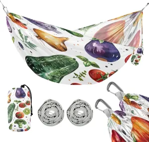 ATTX Watercolor Vegetables Camping Hammock - Lightweight & Portable Hammocks, Heavy Duty 330lbs Capacity for Indoor, Hiking, Backpacking, Travel, Backyard, Beach#524