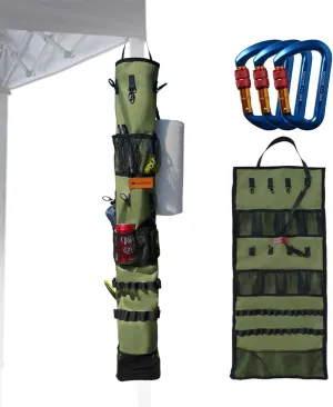 AYAMAYA Camping Organizer & Climbing Carabiner, Tent Organizer with Mesh Pockets, 30kn Aluminum Locking Carabiner for Camping