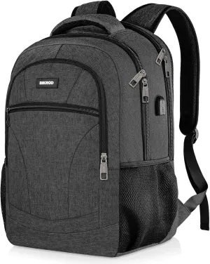 Backpack for Men and Women, Backpacks for School Teen Boys, Colleges Water Resistant Back Pack with USB Charging Port, Sturdy Computer Bag Gifts Fits 15.6 Inch Laptop, Black
