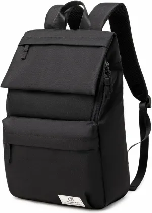 Backpack for Men and Women Slim Travel Laptop Backpacks with Laptop Compartment/Luggage Strap, Water Resistant Work Computer Back Pack 15.6 Inch & Anti-Theft Casual Daypacks, Black
