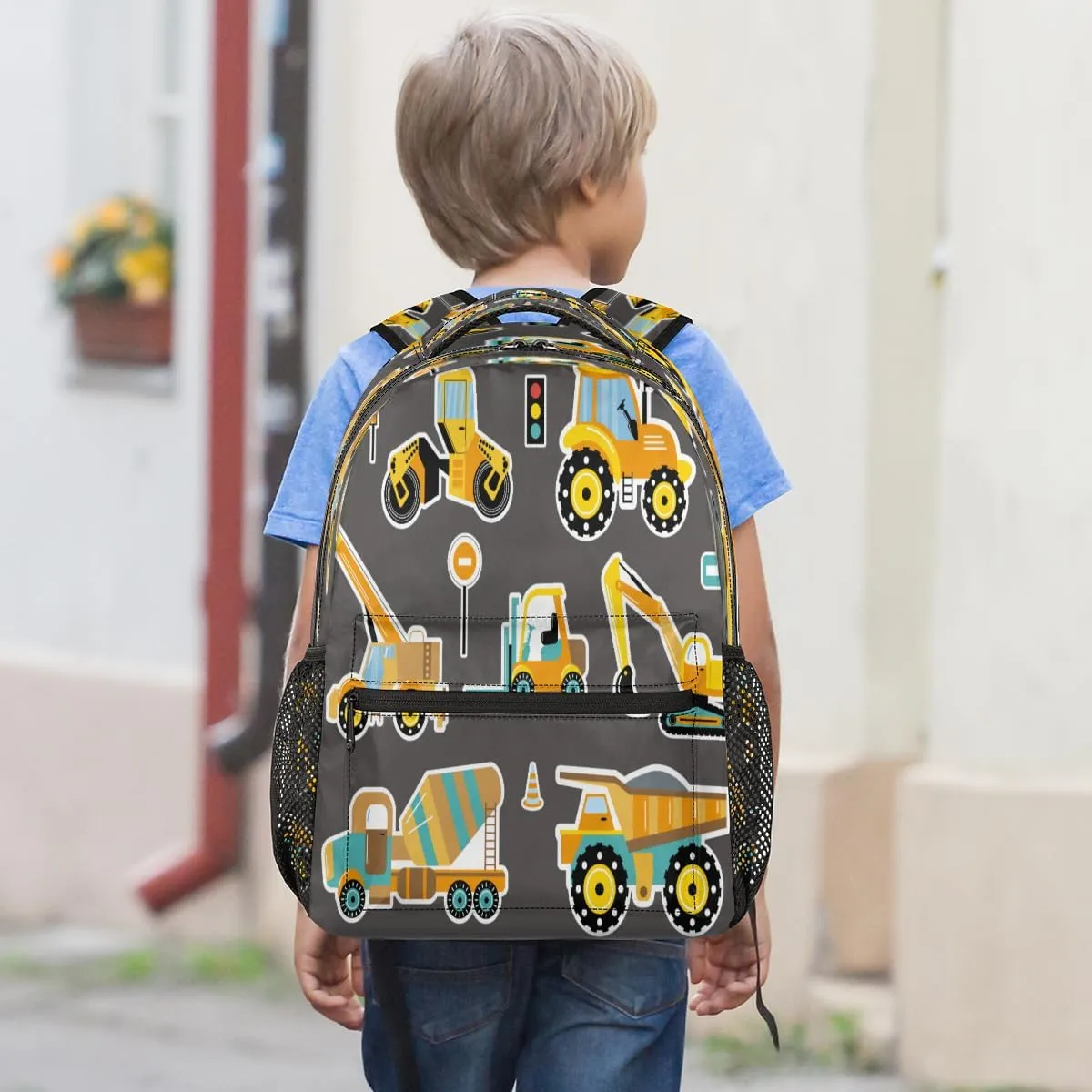 Backpack for Women Men, Construction Machinery Cars Casual Backpacks, Waterproof Lightweight Cute Cars Daypack Bags for Travel Camping Work