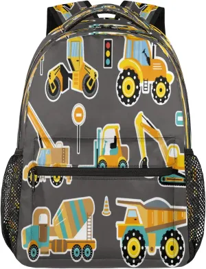 Backpack for Women Men, Construction Machinery Cars Casual Backpacks, Waterproof Lightweight Cute Cars Daypack Bags for Travel Camping Work