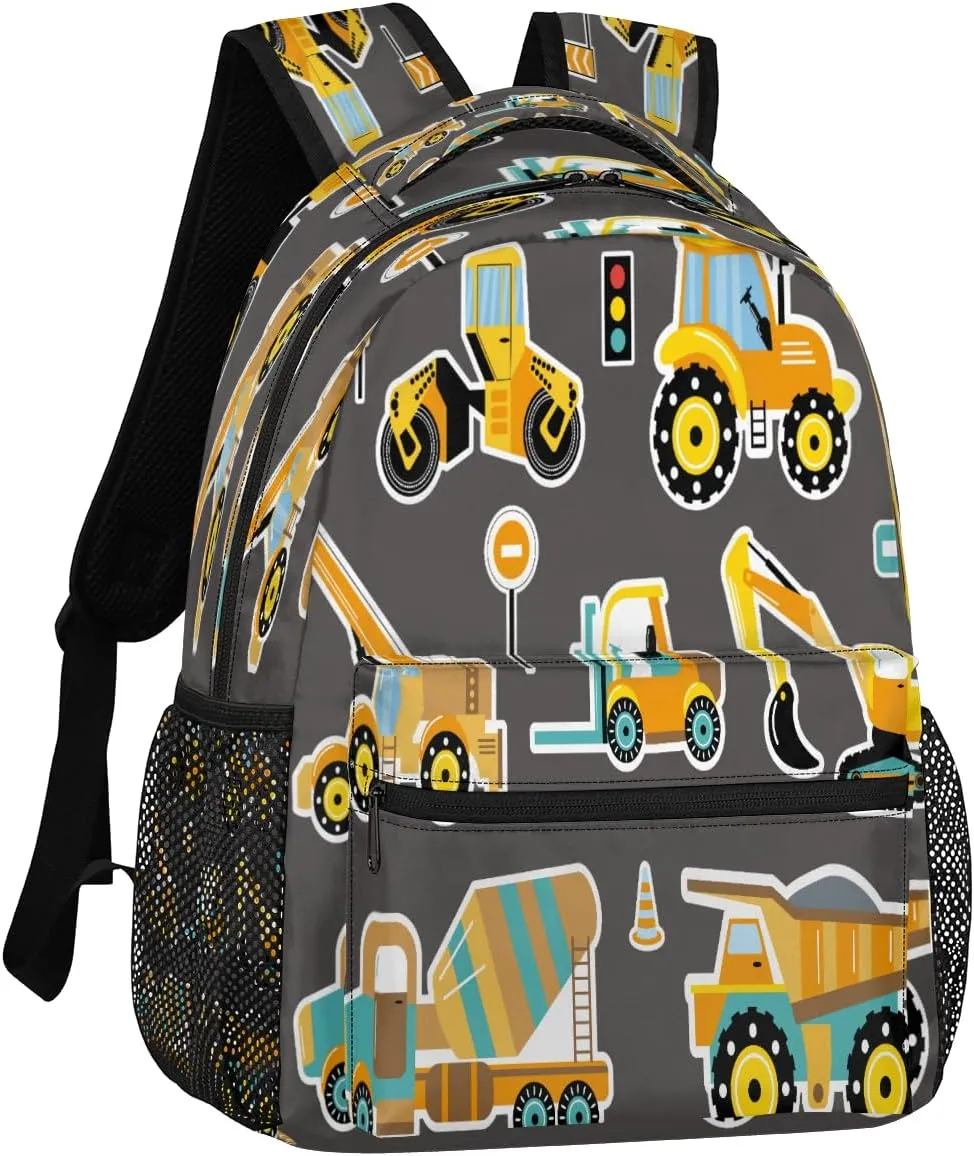 Backpack for Women Men, Construction Machinery Cars Casual Backpacks, Waterproof Lightweight Cute Cars Daypack Bags for Travel Camping Work