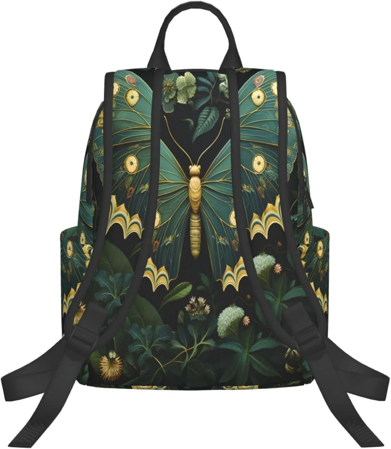 Backpack For Women Men Green Botany Butterfly Bookbag Lightweight Travel Casual Daypack Water Resistant Outdoor Hiking Sport Rucksack