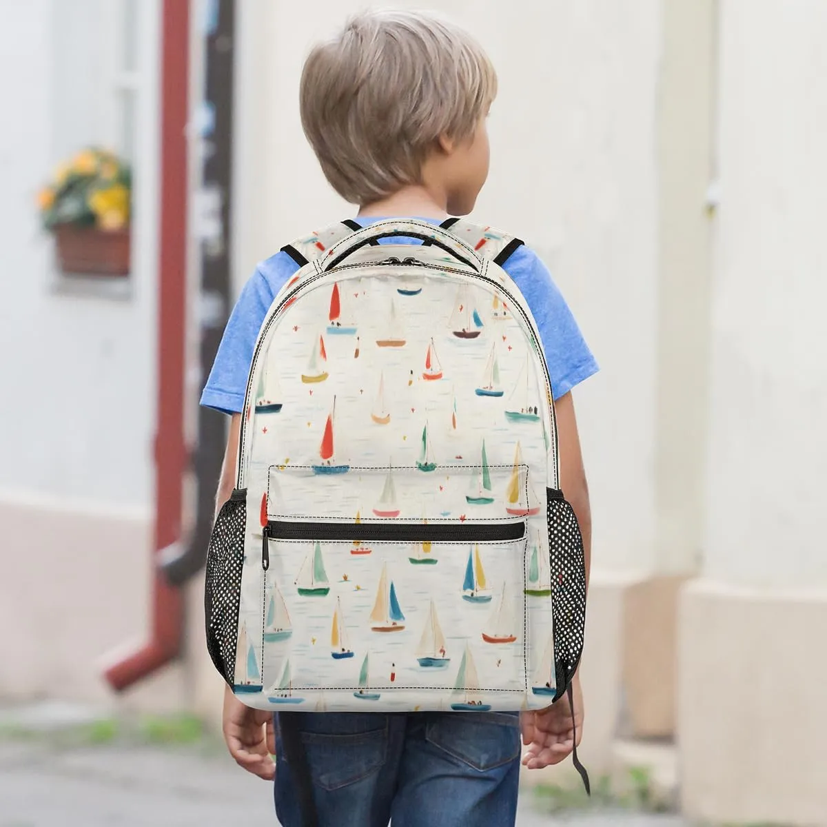 Backpack for Women Men, Sailboat PrintCasual Backpacks, Waterproof Lightweight Nautical Sailboat Daypack Bags for Travel Camping Work