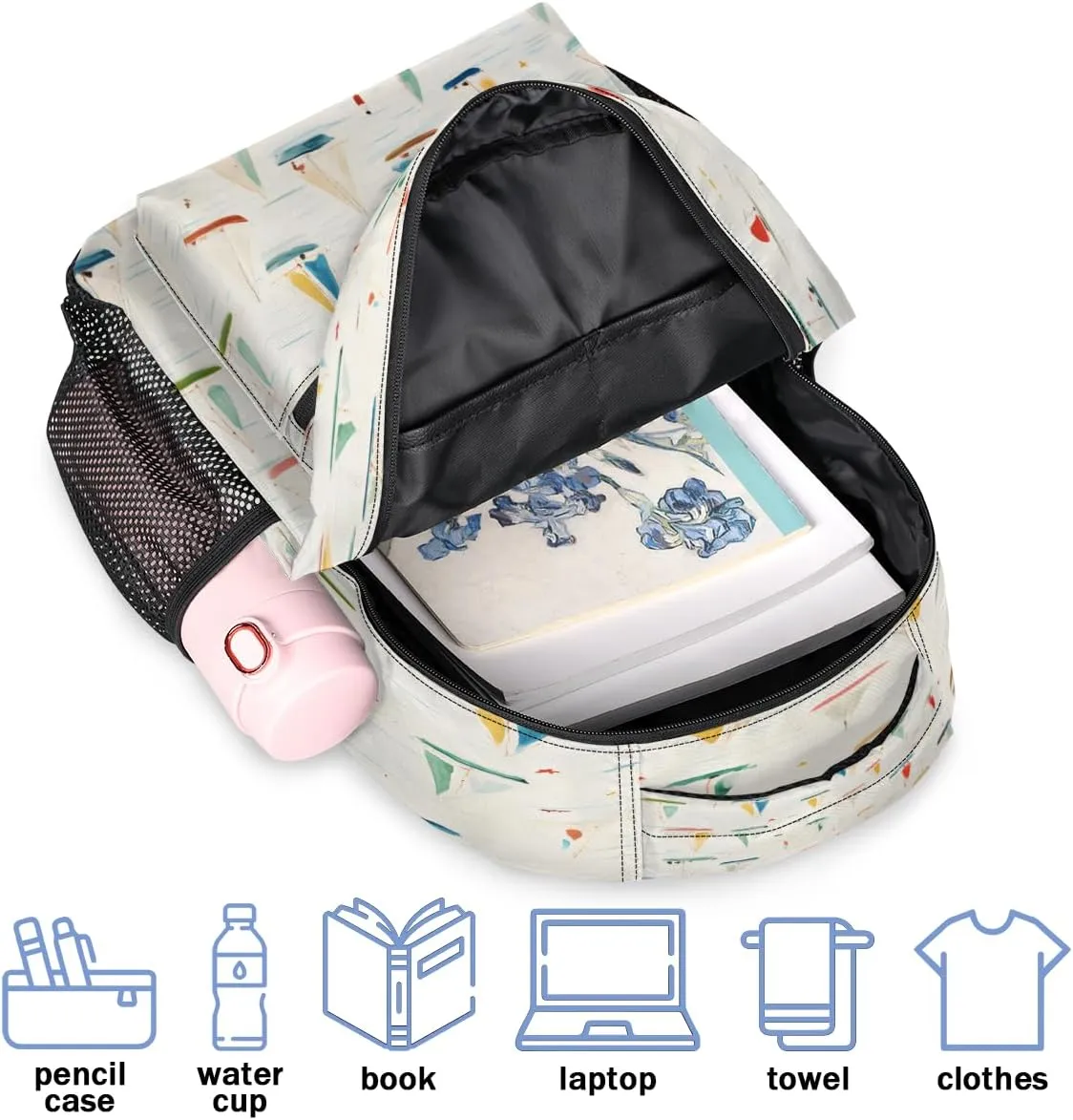 Backpack for Women Men, Sailboat PrintCasual Backpacks, Waterproof Lightweight Nautical Sailboat Daypack Bags for Travel Camping Work