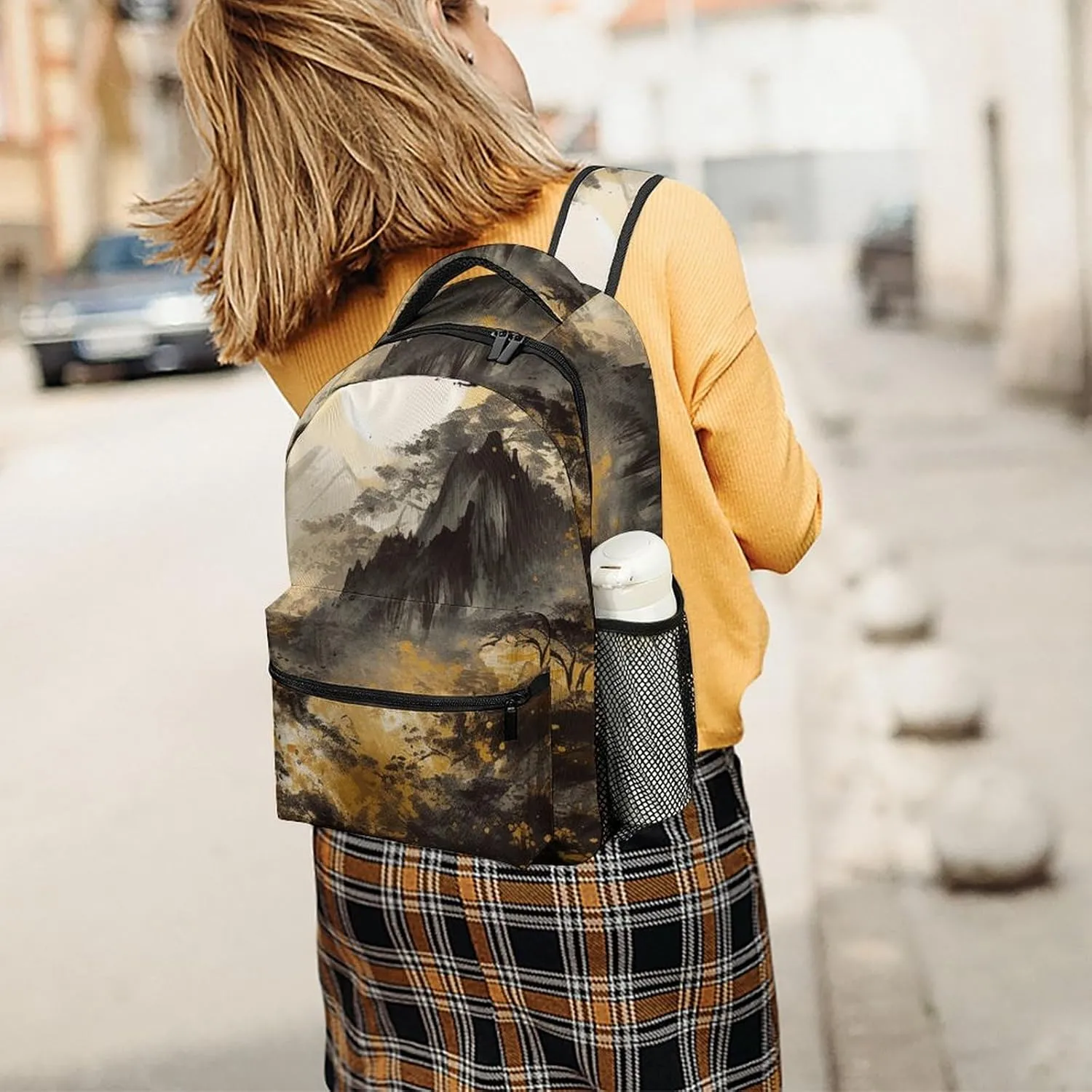 Backpack for Women Men Travel A Painting of Mountains Daypack Lightweight Laptop Bag Carry On Backpacks for Work