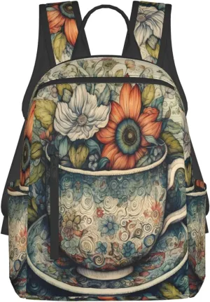 Backpack For Women Men Vintage Floral Vase Bookbag Lightweight Travel Casual Daypack Water Resistant Outdoor Hiking Sport Rucksack