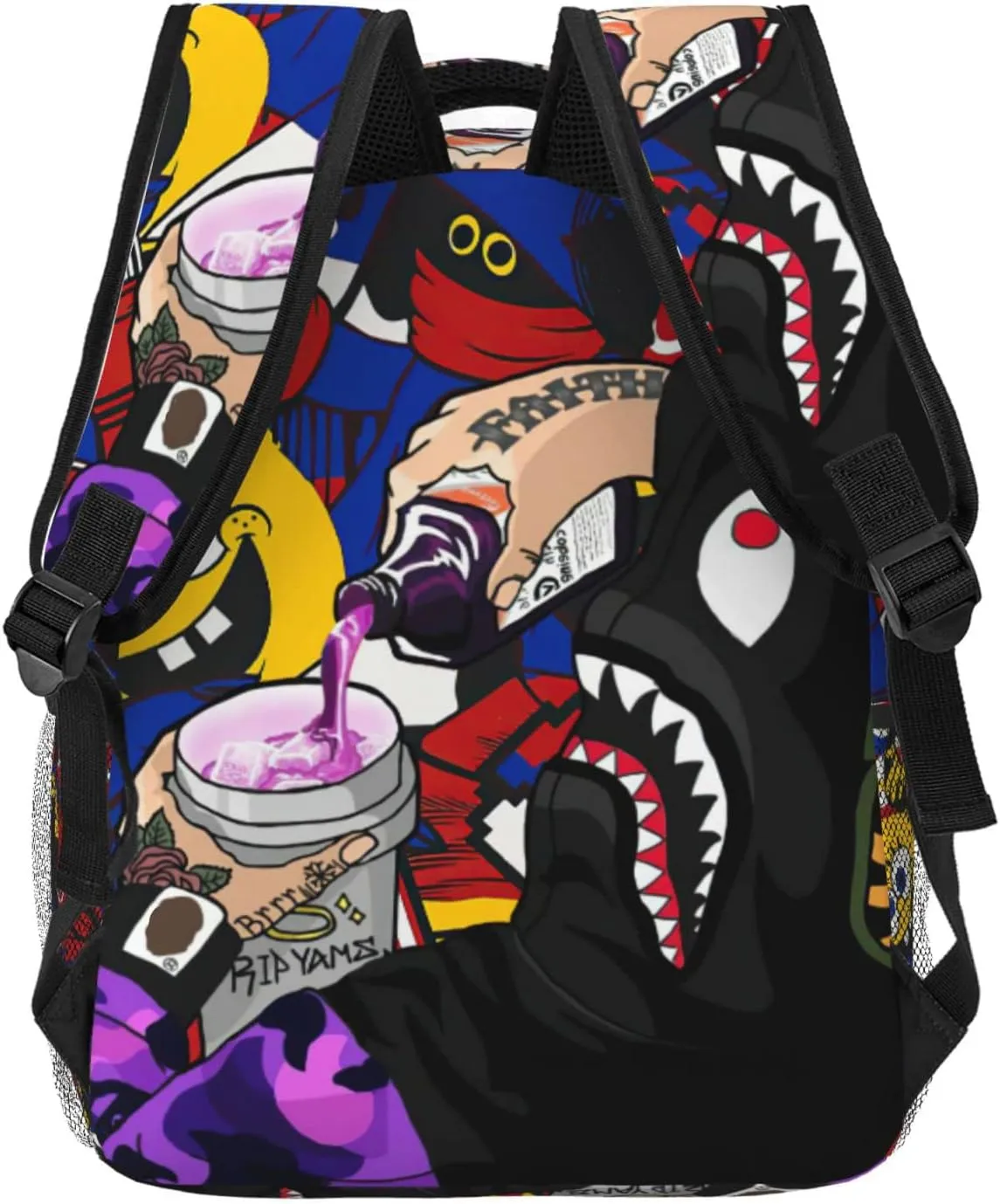 Backpack Shark Teeth Camo Backpacks Travel Laptop Daypack Big Capacity Bookbag Fashion Durable Back Pack for School Boy Girl Men and Women-SuperGraffiti