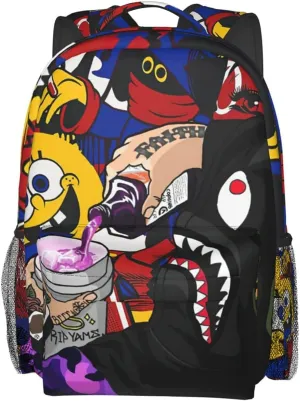 Backpack Shark Teeth Camo Backpacks Travel Laptop Daypack Big Capacity Bookbag Fashion Durable Back Pack for School Boy Girl Men and Women-SuperGraffiti
