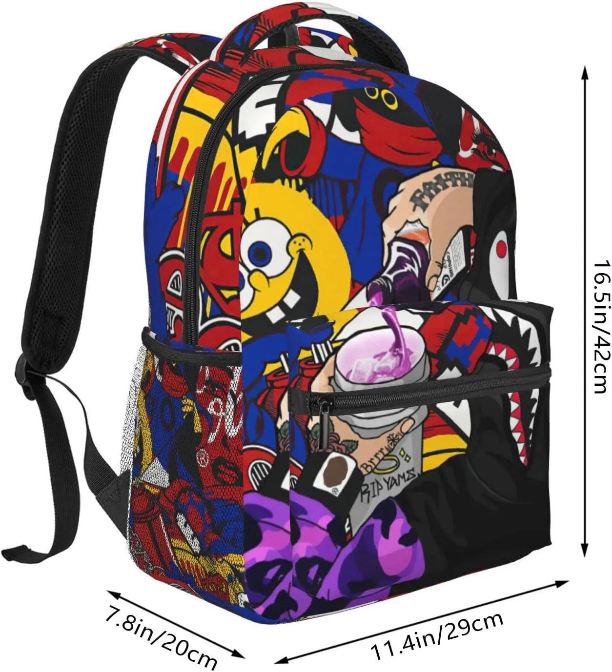 Backpack Shark Teeth Camo Backpacks Travel Laptop Daypack Big Capacity Bookbag Fashion Durable Back Pack for School Boy Girl Men and Women-SuperGraffiti