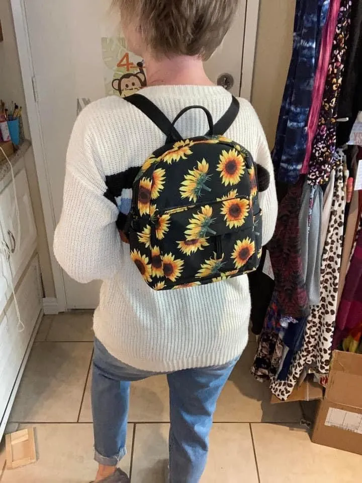 Backpack Sunflower Mini Modern design Black On - Durable materials