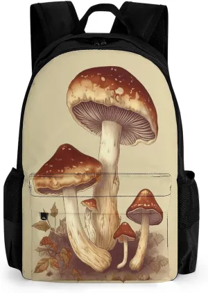 Backpack with Pocket Backpacks Vintage Edible Mushrooms Printed Travel Backpack Lightweight Outdoor Travel Gym Events Bag