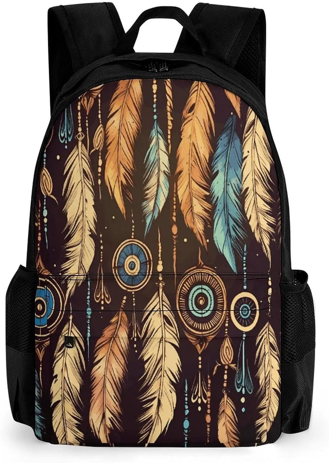 Backpack with Pocket Backpacks Vintage Ethnic Tribal Feather Printed Travel Backpack Lightweight Outdoor Travel Gym Events Bag