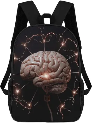 Backpacks for Men And Women Personality Computer Bags Casual Lightning And Brain Printed Daypack Picnic Travel Rucksack