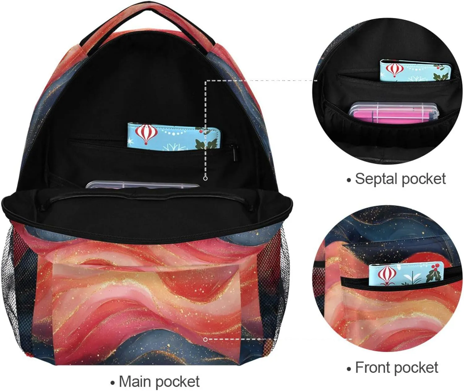 Backpacks for Men Women Fashion Travel Laptop Backpack with Chest Strap for Travel Trip Black Royal Blue Red