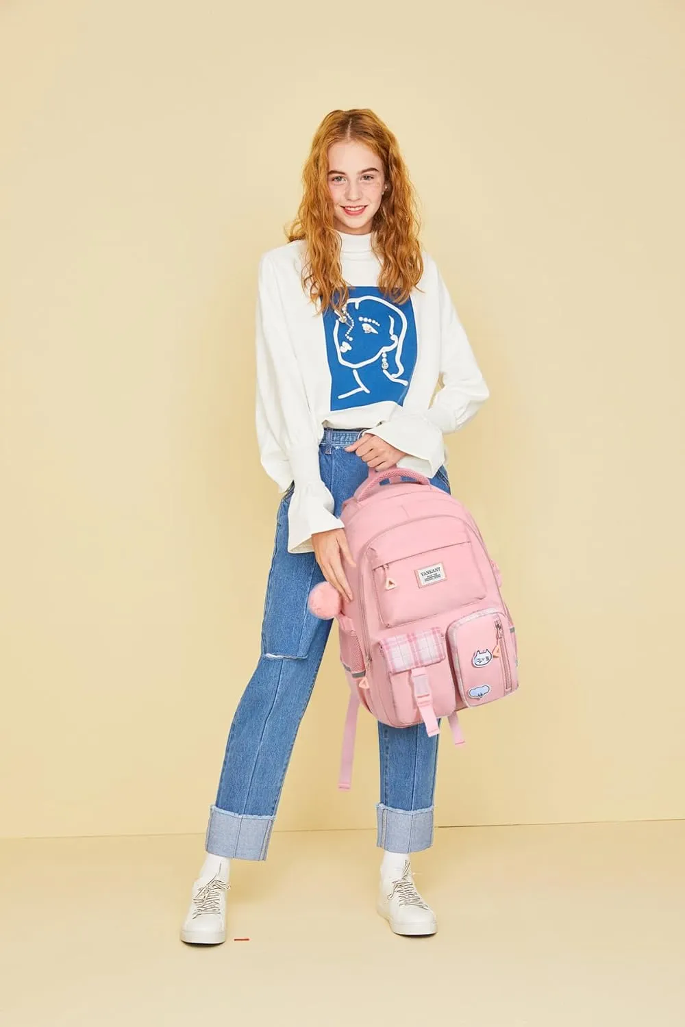 Backpacks for Teen Girls - Laptop Backpacks 15.6 Inch Cute Bookbag for Middle High School College Women Casual Daypack Mochilas Escolar Niña, Pink