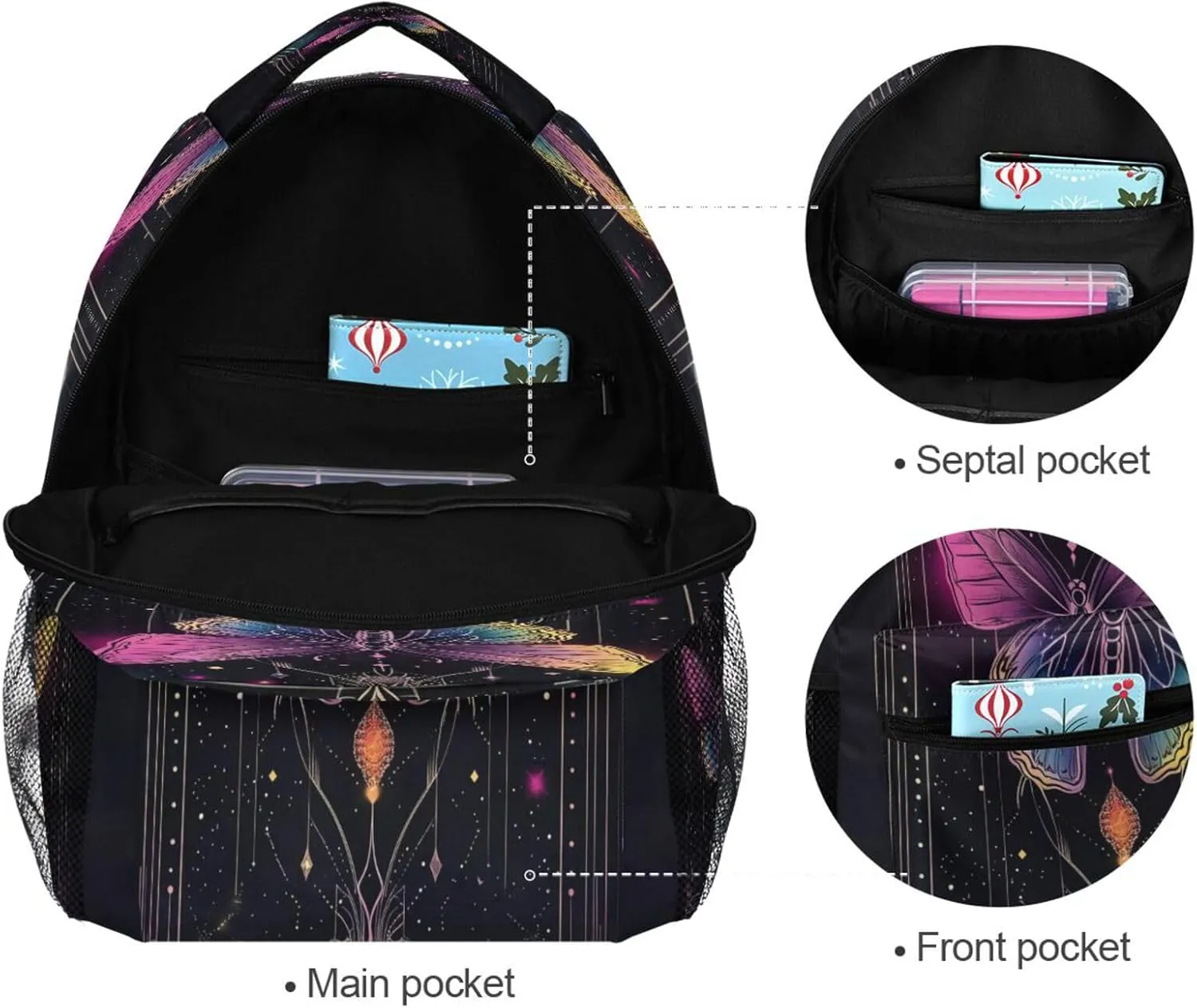 Backpacks for Teens Boys Girls Fashion Personal Backpack with Chest Strap Gift Men & Women Butterfly