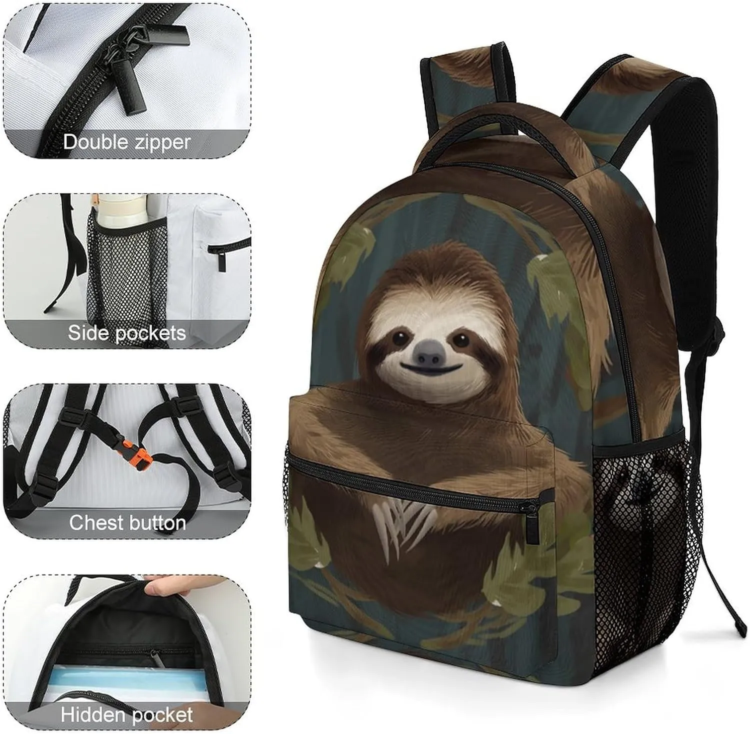 Backpacks Sloth Travel Bag Laptop Backpack Casual Daypack for Weekender Business Hiking