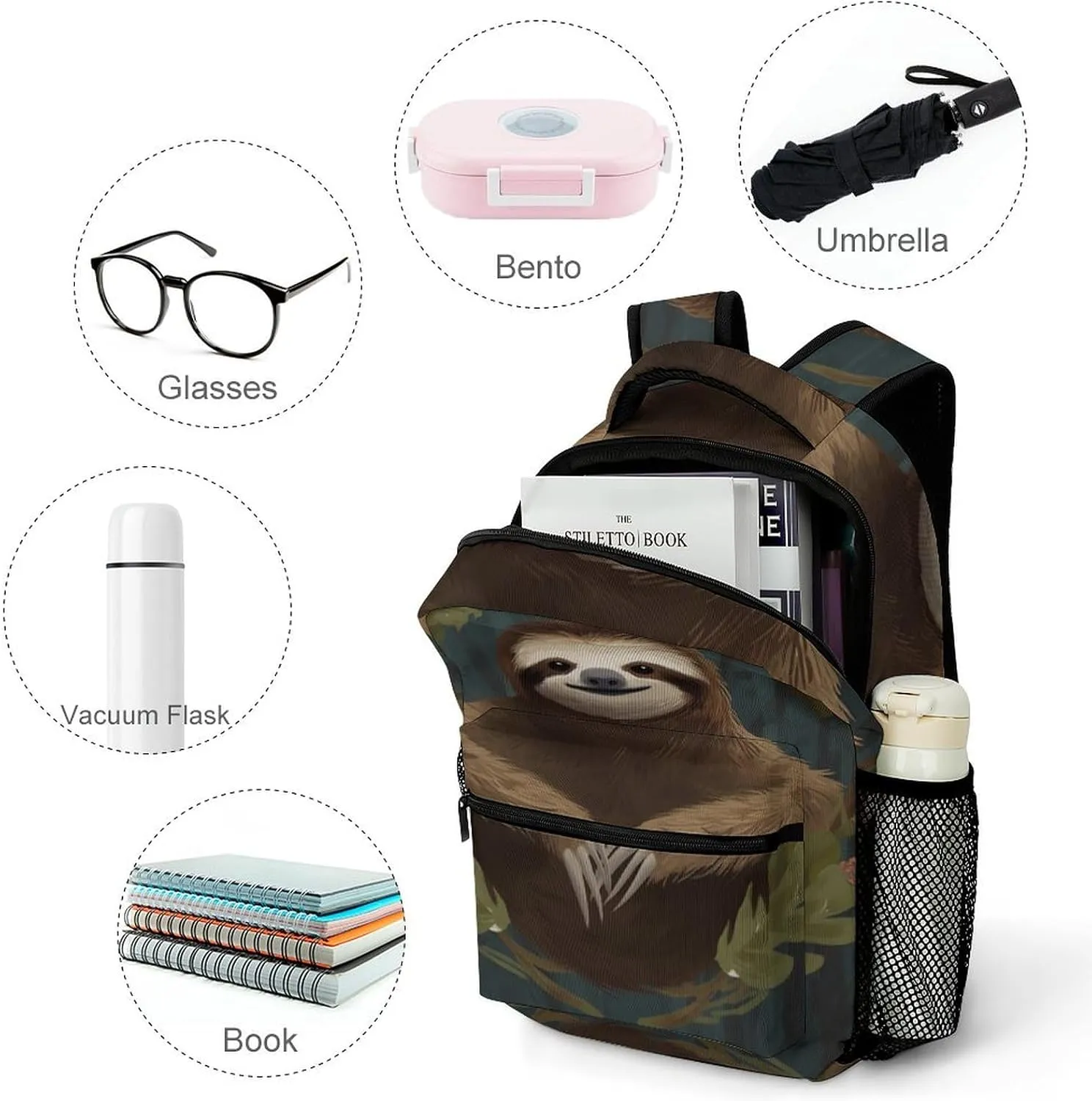 Backpacks Sloth Travel Bag Laptop Backpack Casual Daypack for Weekender Business Hiking