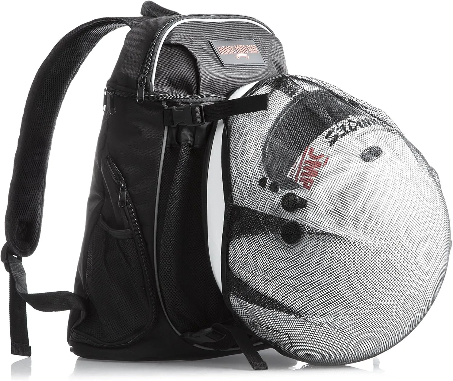 Badass Moto Motorcycle Backpack With Helmet Holder. Small Backpack For Motor Cycle Riders Motorcycle Accessories, Motorbike Gear for Women, BIker Gifts for Men, Airline Approved Personal Item Travel