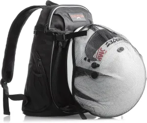 Badass Moto Motorcycle Backpack With Helmet Holder. Small Backpack For Motor Cycle Riders Motorcycle Accessories, Motorbike Gear for Women, BIker Gifts for Men, Airline Approved Personal Item Travel