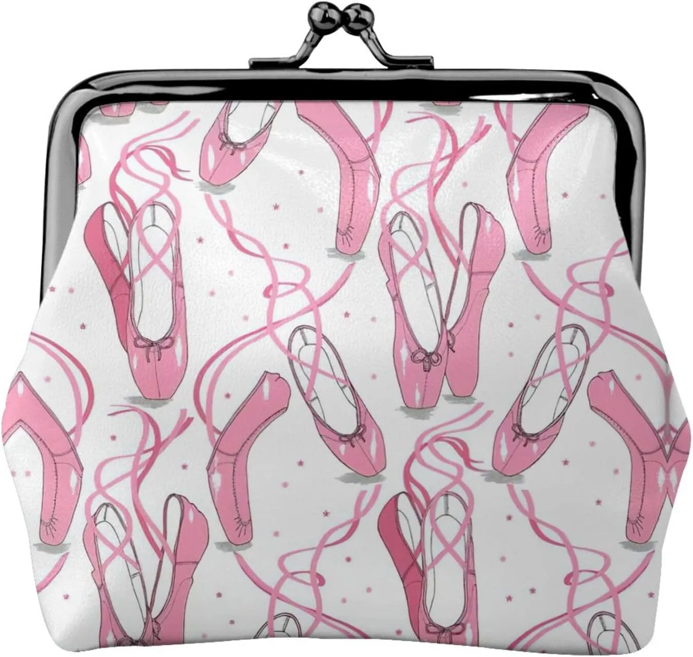 Ballet Shoes Print Coin Purse Cell Phone Pouch Clasp Wallet Handbags Buckle Kiss Lock Key Women Bag