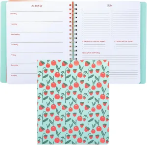 ban.do Undated Weekly Planner, Concealed Spiral Notebook with Stickers, To-Do Lists, Guided Wellness Journal, Daily Organizer for School or Office (Cherries and Strawberries Teal)