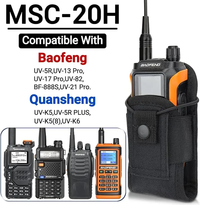BAOFENG Tactical Pouch Walkie Talkie Bag Molle Radio Pouch Portable Radio Case Outdoor Hunting Nylon Case Holster Pouch Bag UV-5R UV-17 UV-21 Kenwood Two Way Radio(2Pack)