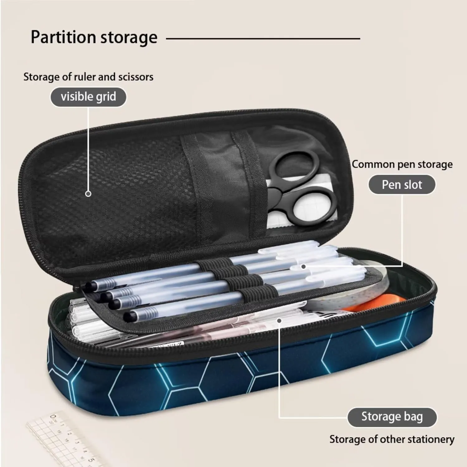Baseball Blue Hexagonal Grid Laptop Backpacks for Men Women Customize Hiking Backpack Travel Daypack Knapsack Rucksack with Lunch Box Pencil Case Schoolbag Bookbag Water Bottle Cup Bag
