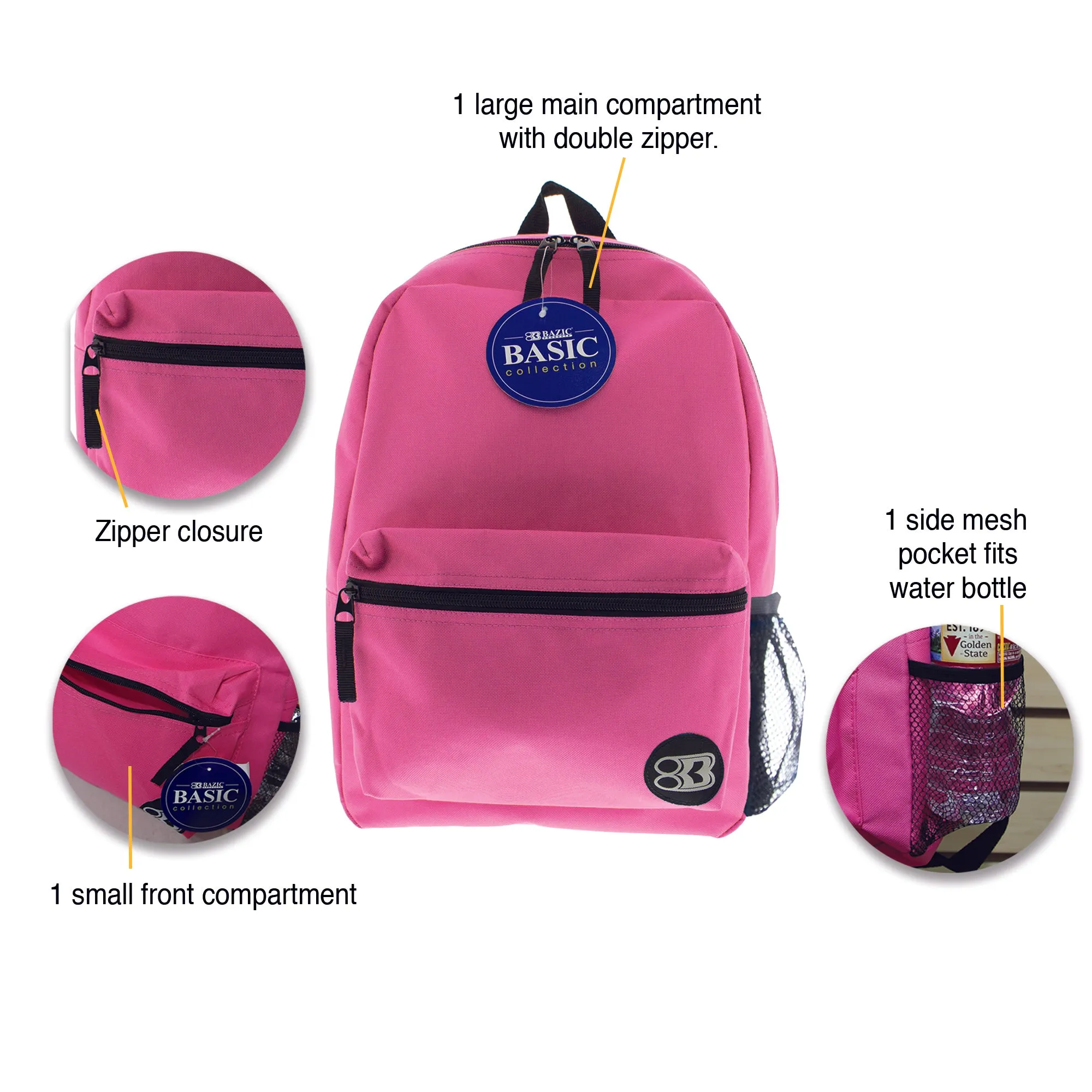 Basic 16" Fuchsia Backpack
