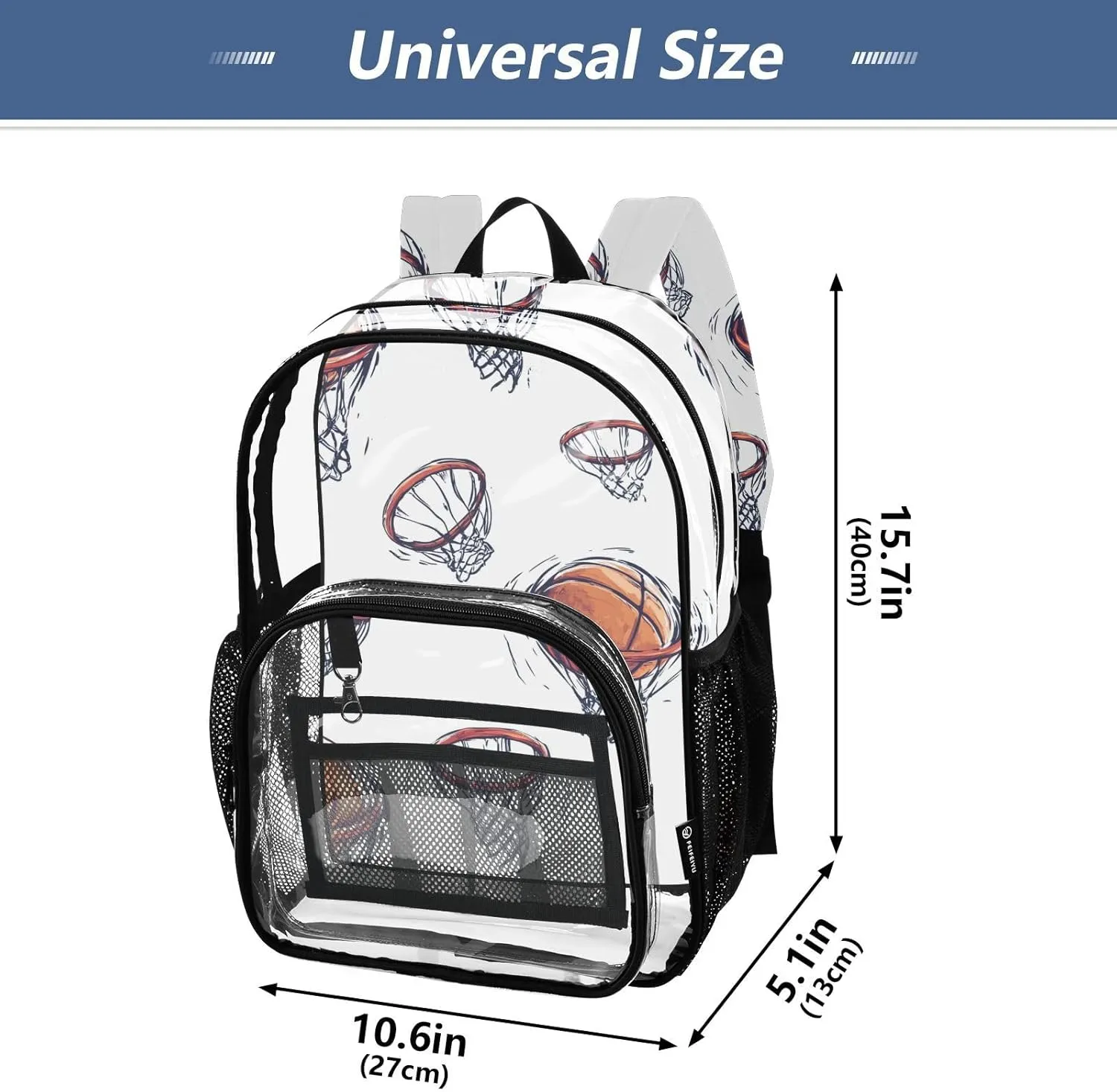 Basketball White Clear Backpacks For School Kids Kid Clear Backpack For Girls Boys See Through PVC Bags