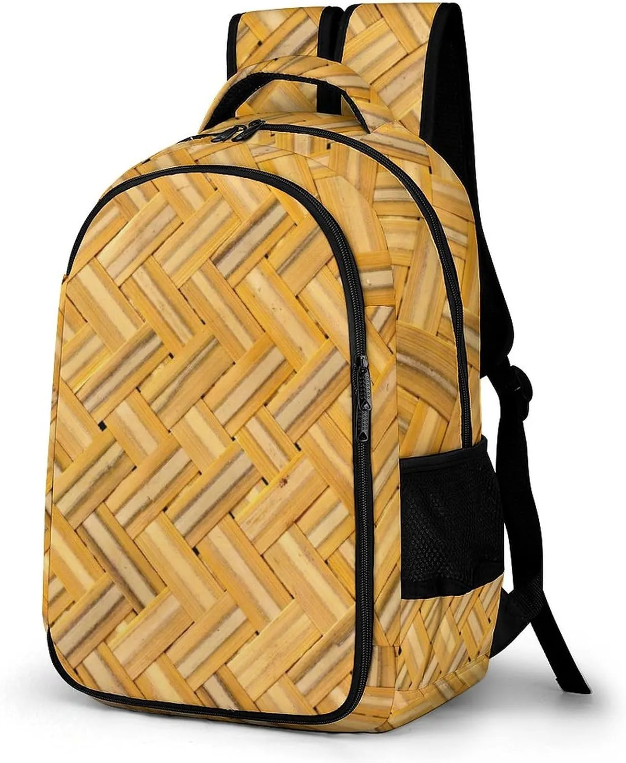 Basketry Texture Large Travel Backpack Woven Background Bags Daypack Laptop Work Computer Hiking Back Packs with Multiple Pockets