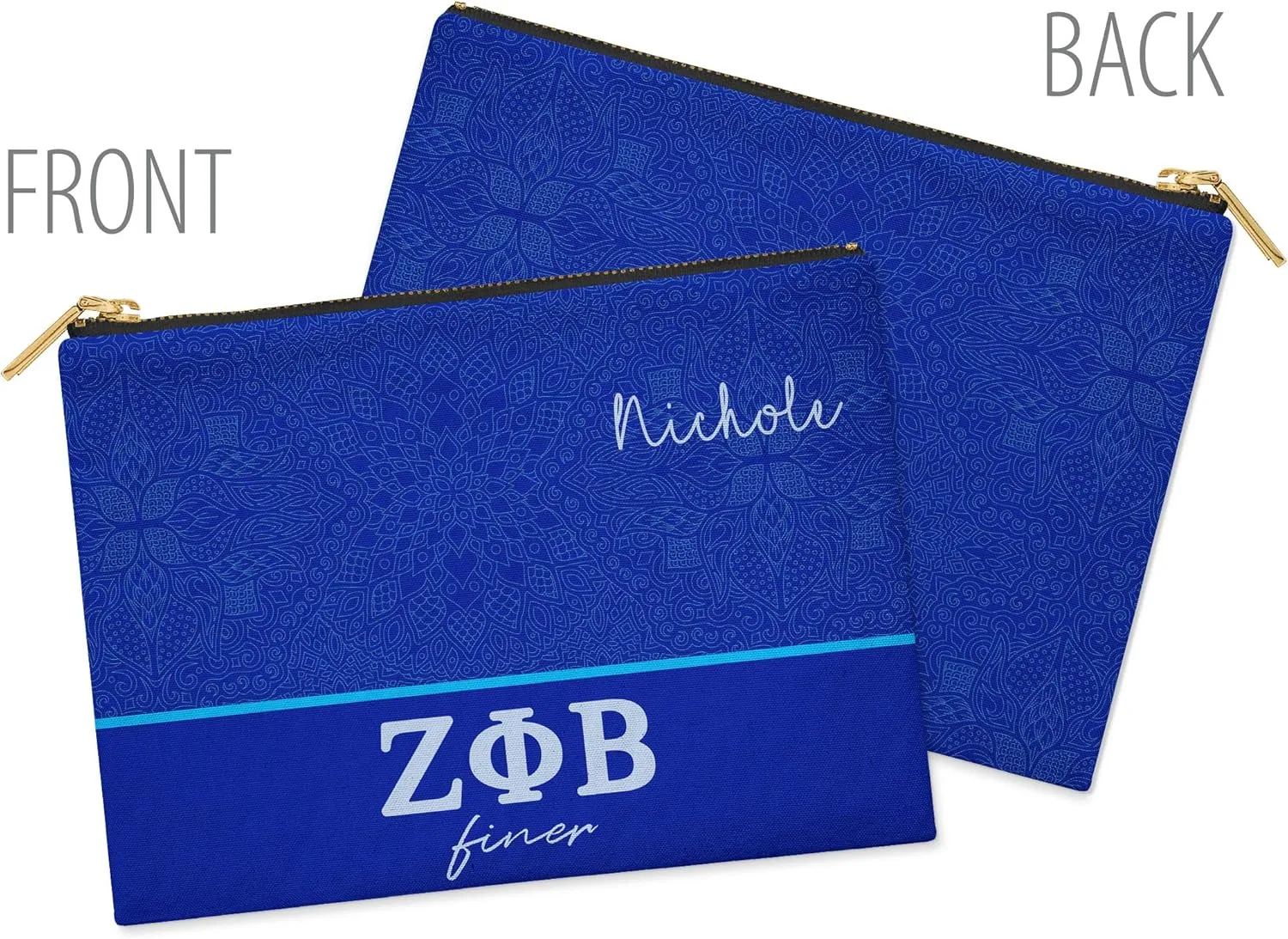 BBGreek Zeta Phi Beta Sorority Paraphernalia - Cosmetic Case, Makeup Pouch, Travel Bag Organizer Collection - Official Vendor