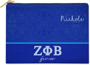 BBGreek Zeta Phi Beta Sorority Paraphernalia - Cosmetic Case, Makeup Pouch, Travel Bag Organizer Collection - Official Vendor