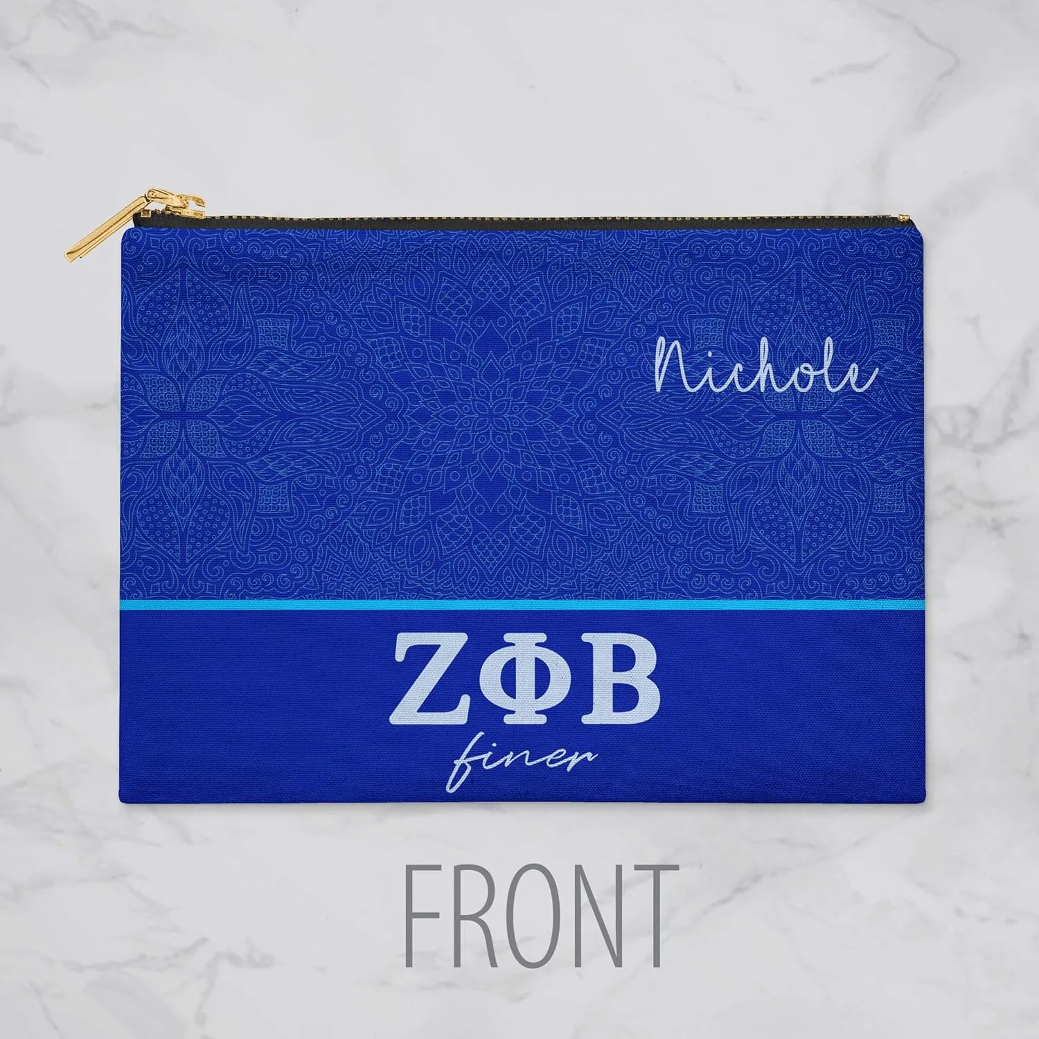 BBGreek Zeta Phi Beta Sorority Paraphernalia - Cosmetic Case, Makeup Pouch, Travel Bag Organizer Collection - Official Vendor