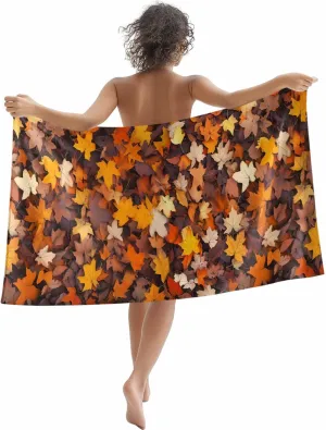 Beach Towels Large Quick Dry Absorbent Towels Vintage Autumn Maple Leaves Sand Free Beach Towel for Pool Swimming Travel Vacation, Modern Orange Deciduous Swim Towels,30" x 60"