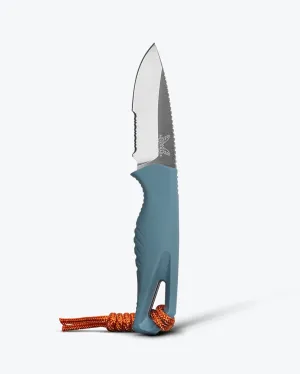 Benchmade - Intersect Outdoor Knife, Drop-Point Serrated Blade, Depth Blue Santoprene Handle (18050S)