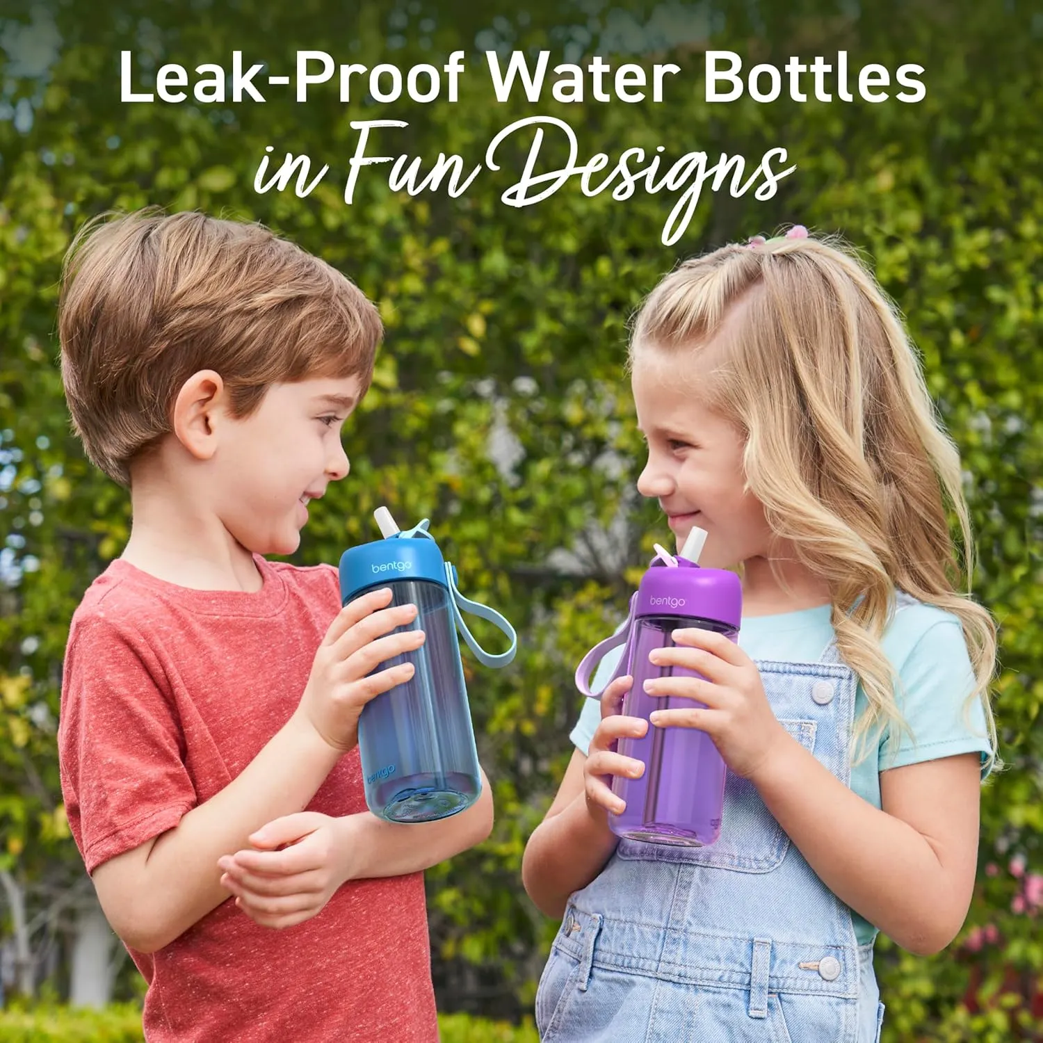 Bentgo Kids Water Bottle - Leak-Proof, Durable Tritan, BPA-Free 15 oz. Cup for Kids/Toddlers Ages 3  - Safe Sip Spout, Carrying Handle, & Dishwasher Safe for School, Sports, Daycare & Camp (Blue)