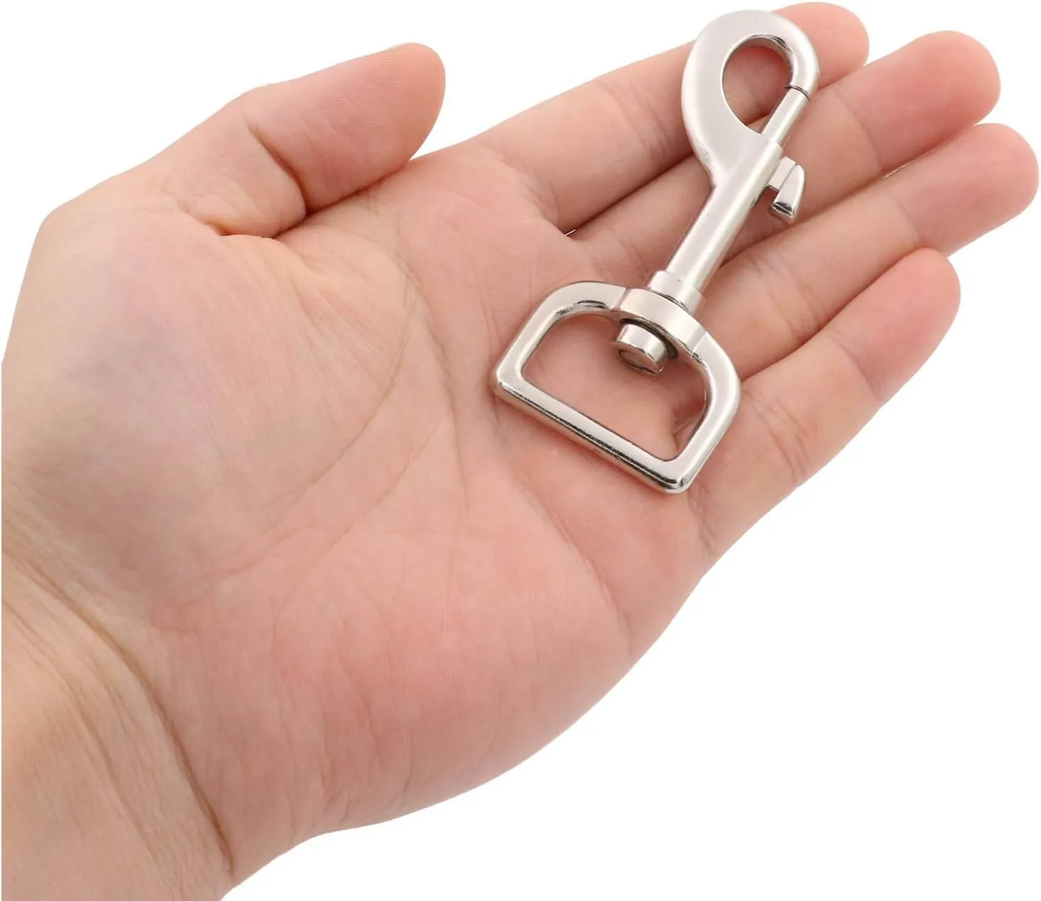 BIKICOCO Swivel Bolt Snap, Trigger Hook Clips Lobster Claw Clasp, 1'' D-Ring Ended, for Pet Leash, Key Chains, Silver - Pack of 8