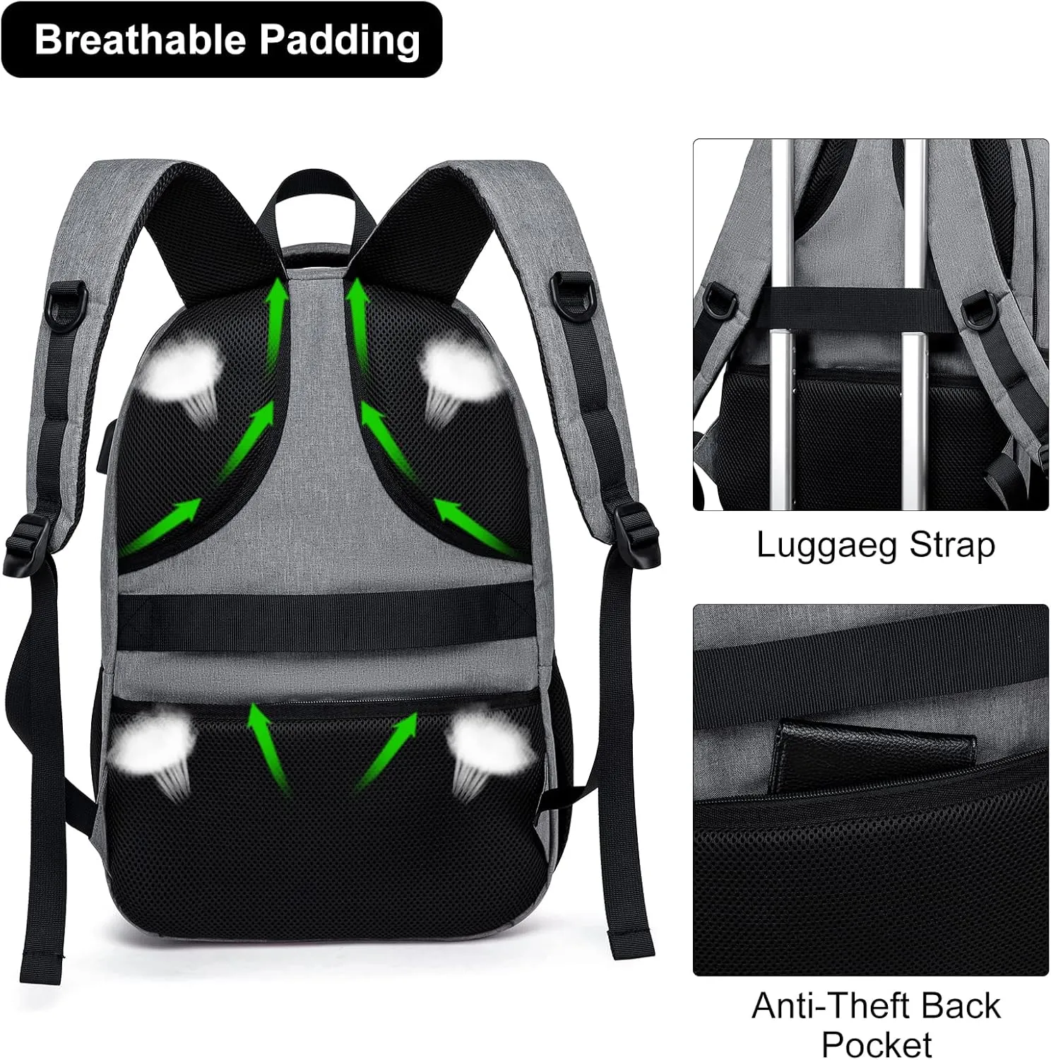 BIKROD Backpack, School Backpacks for Teen Boys & Girls, Student Bookbag Fits 17.3 Inch Laptop with USB Charging Port, Water Resistant Travel Backpack, Sturdy Anti Theft Computer Bag Gifts Men Women